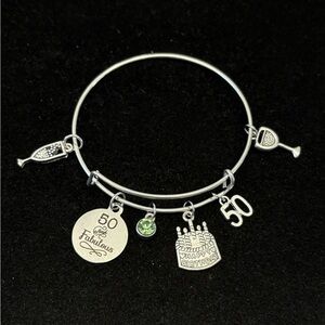 “50 and Fabulous” Milestone Birthday bangle bracelet